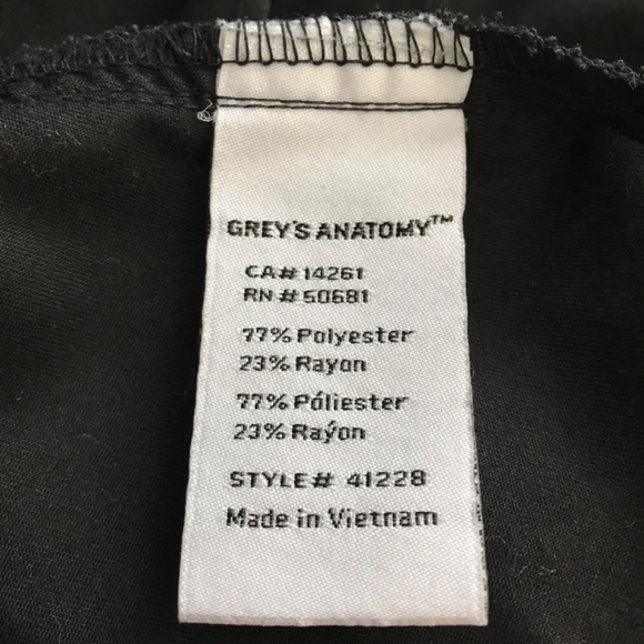 Grey's Anatomy Scrub Top Black L Front Pockets Half Button Waist Accent - Picture 15 of 16